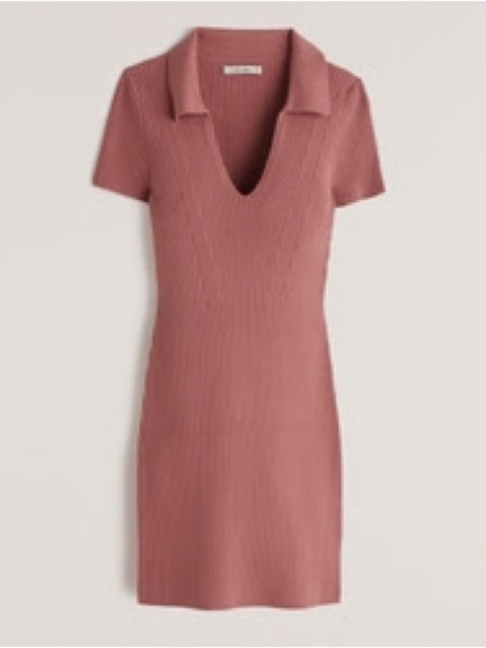 (NWT) Abercrombie & Fitch (A&F) Ribbed V-Neck Polo Dress in ‘coral red’ in XS